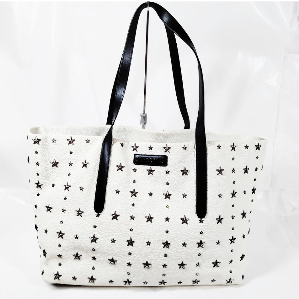 JIMMY CHOO  White Leather Tote Bag